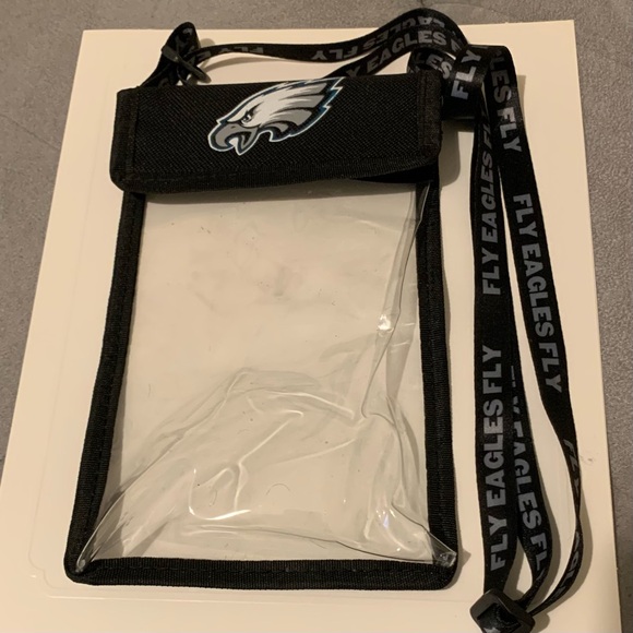 VINTAGE CLEAR NFL PHILADELPHIA EAGLES
STADIUM LOGO EAGLES 
STRAP BAG NECK - Picture 10 of 13